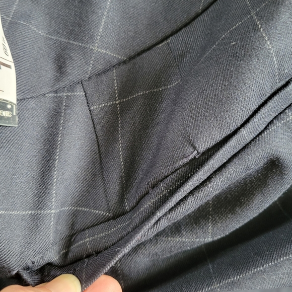 Navy Windowpane Ann Taylor Factory Trouser Pants size Curvy 12 - Picture 5 of 14